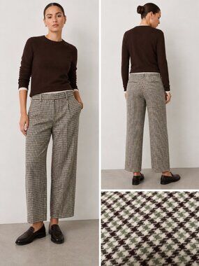 H&M Wool Blend Relaxed Fit Rare color Houndstooth Pleated Trousers Size 31